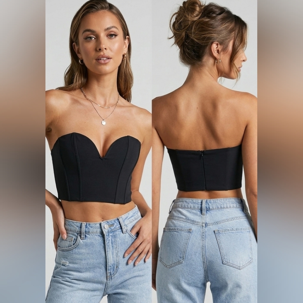 Sweetheart Corset Black Bodice Tube Top Size Small NWT Grey Lab Brand NEW